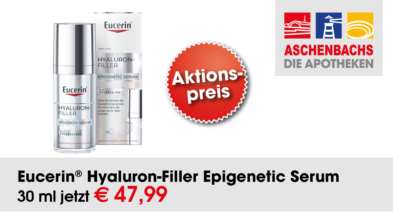 Angebot der Aschenbachs Apotheken für Eucerin Hyaluron-Filler Epigenetic Serum (30 ml) zum Aktionspreis von 47,99 €
