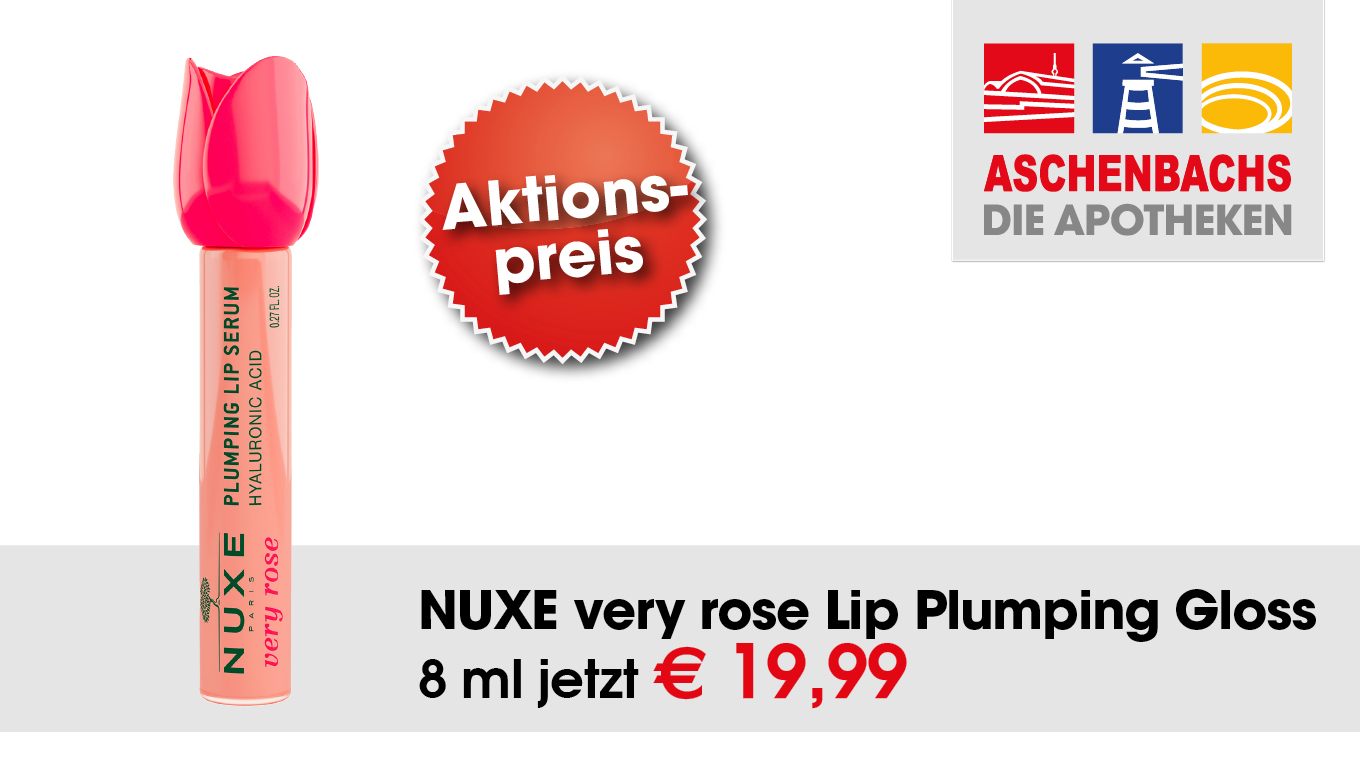 Angebot der Aschenbachs Apotheken für NUXE very rose Lip Plumping Gloss (8 ml) zum Aktionspreis von 19,99 €